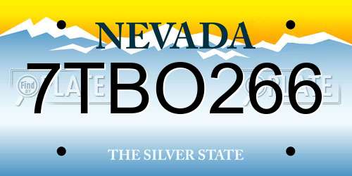 7TBO266 Nevada License Plate