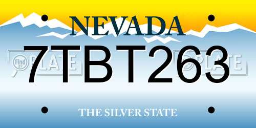 7TBT263 Nevada License Plate