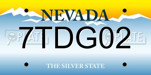 7TDG02 Nevada License Plate
