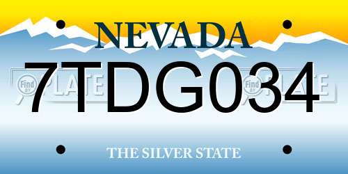 7TDG034 Nevada License Plate