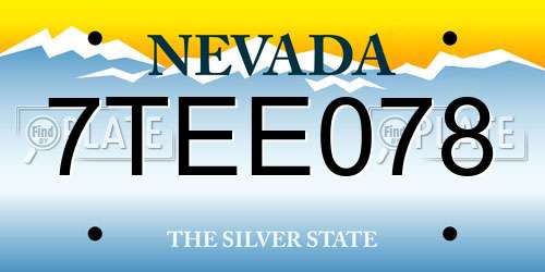 7TEE078 Nevada License Plate