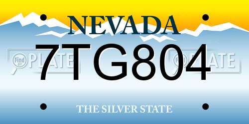 7TG804 Nevada License Plate