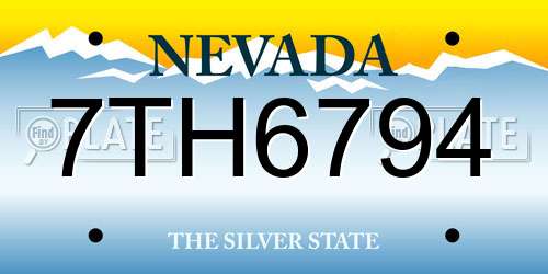 7TH6794 Nevada License Plate