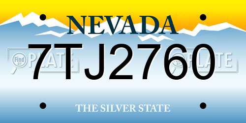 7TJ2760 Nevada License Plate