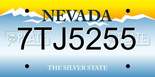 7TJ5255 Nevada License Plate