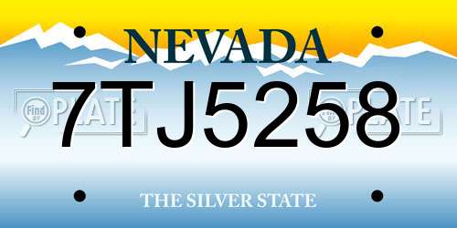 7TJ5258 Nevada License Plate