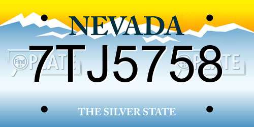 7TJ5758 Nevada License Plate