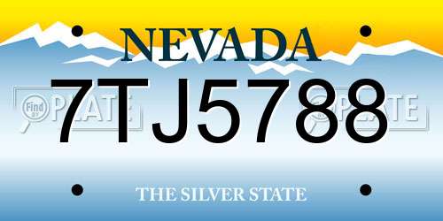 7TJ5788 Nevada License Plate