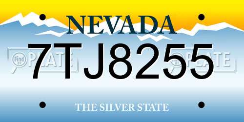 7TJ8255 Nevada License Plate