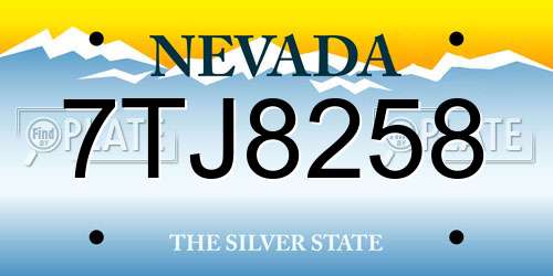 7TJ8258 Nevada License Plate