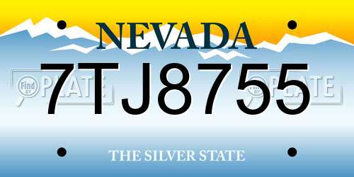 7TJ8755 Nevada License Plate