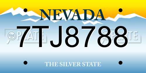 7TJ8788 Nevada License Plate