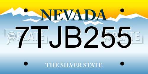 7TJB255 Nevada License Plate