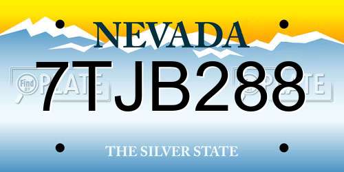 7TJB288 Nevada License Plate