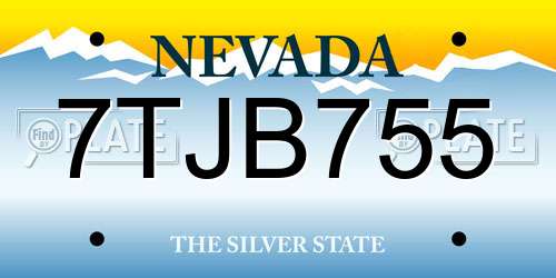 7TJB755 Nevada License Plate