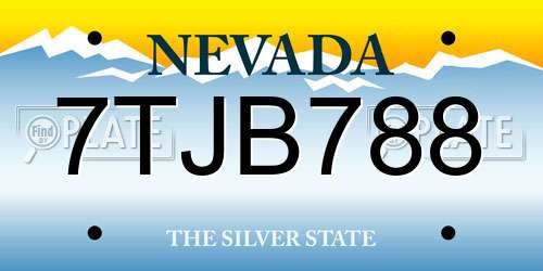 7TJB788 Nevada License Plate