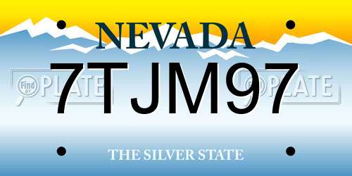 7TJM97 Nevada License Plate