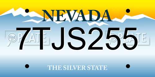7TJS255 Nevada License Plate