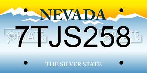 7TJS258 Nevada License Plate