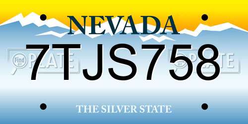 7TJS758 Nevada License Plate