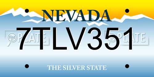 7TLV351 Nevada License Plate