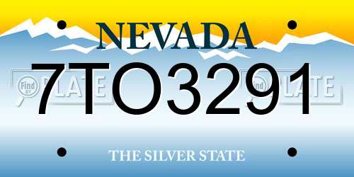 7TO3291 Nevada License Plate