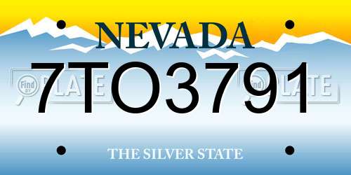 7TO3791 Nevada License Plate