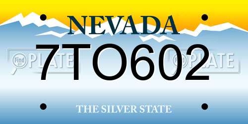 7TO602 Nevada License Plate