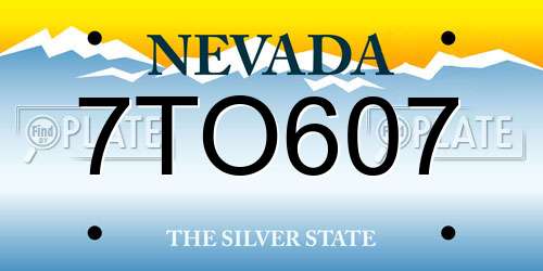 7TO607 Nevada License Plate