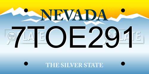 7TOE291 Nevada License Plate