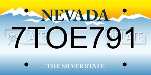 7TOE791 Nevada License Plate
