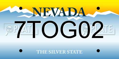 7TOG02 Nevada License Plate