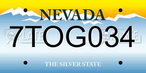 7TOG034 Nevada License Plate
