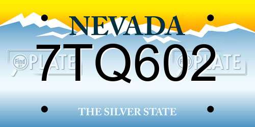 7TQ602 Nevada License Plate