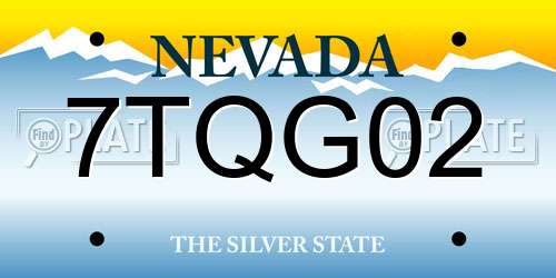 7TQG02 Nevada License Plate