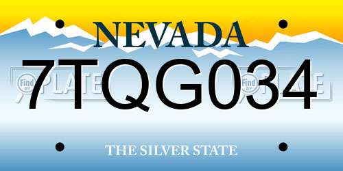 7TQG034 Nevada License Plate