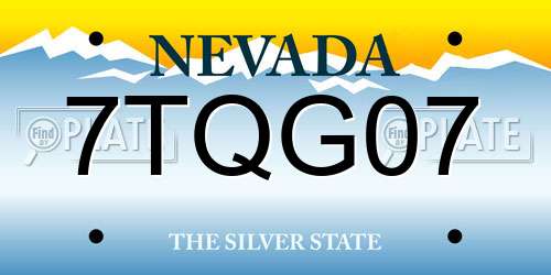 7TQG07 Nevada License Plate