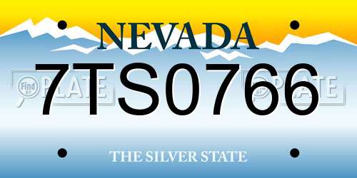 7TS0766 Nevada License Plate