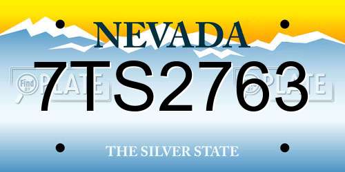 7TS2763 Nevada License Plate