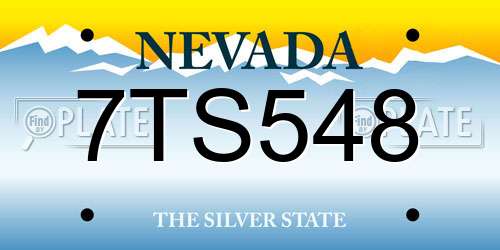 7TS548 Nevada License Plate