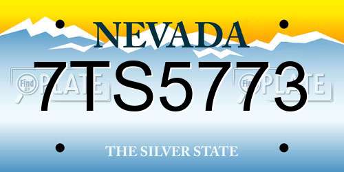 7TS5773 Nevada License Plate