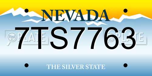 7TS7763 Nevada License Plate