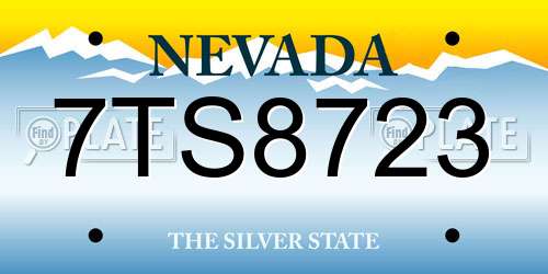 7TS8723 Nevada License Plate