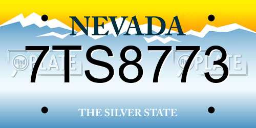 7TS8773 Nevada License Plate