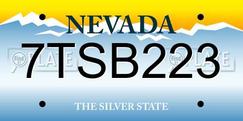 7TSB223 Nevada License Plate