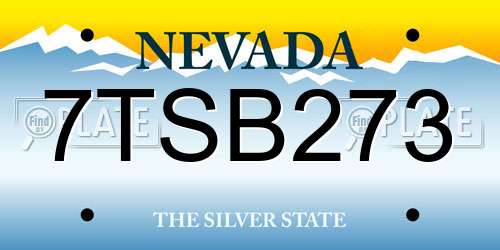 7TSB273 Nevada License Plate