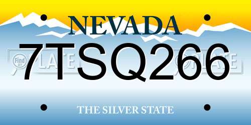 7TSQ266 Nevada License Plate