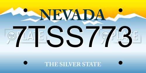7TSS773 Nevada License Plate
