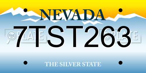 7TST263 Nevada License Plate