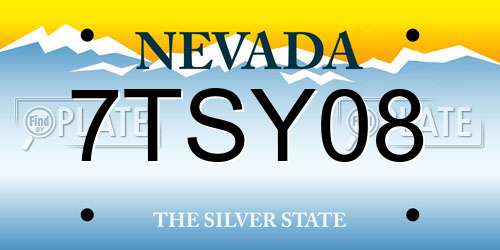 7TSY08 Nevada License Plate